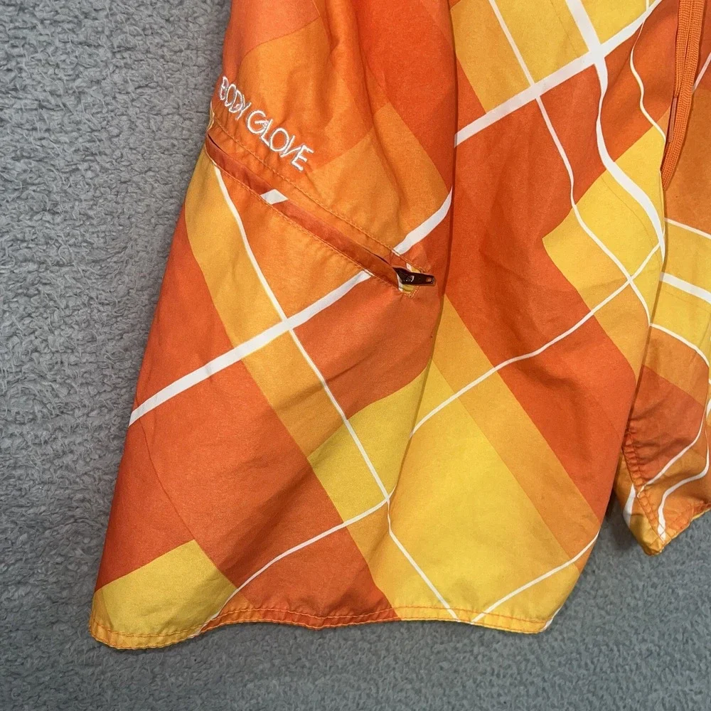Body Glove Board Shorts Mens 34 Orange Surf Swim Trunks Bathing Bottom Spell Out